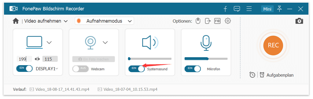 Systemsound aktivieren