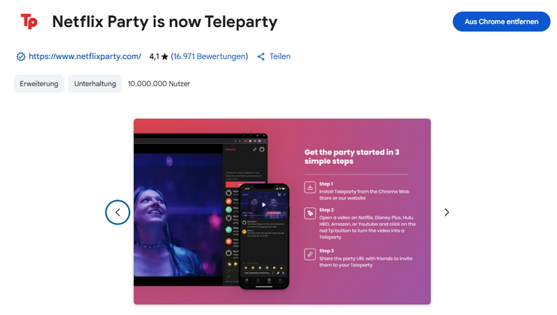 Amazon Watch Party mit Teleparty - schritt 2