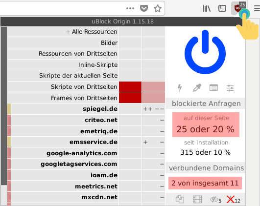 uBlock Origin im Web starten