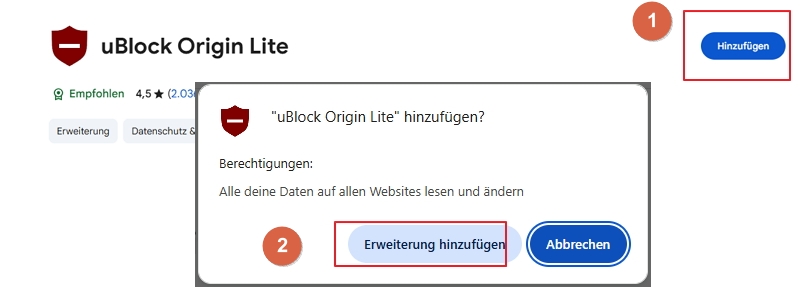 ublock origin lite hinzufugen
