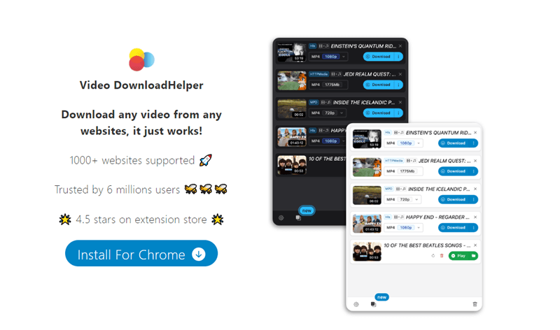 Video DownloadHelper Seite