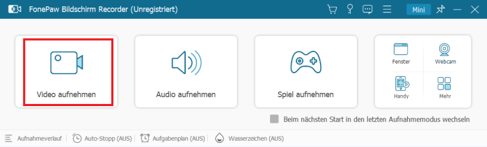 Videoaufnahme mit FonePaw auf Win