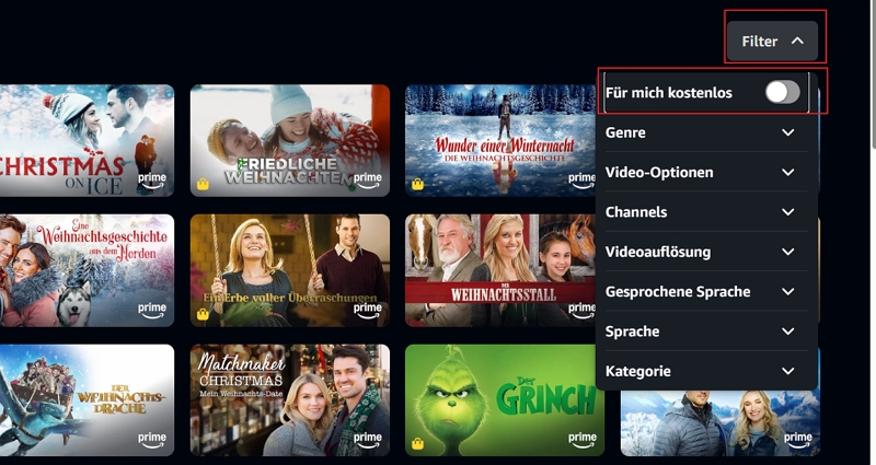 Weihnachtsfilme in Prime Video finden - schritt 4