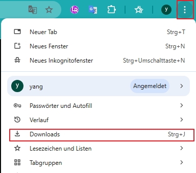 Den Downloads-Ordner öffnen