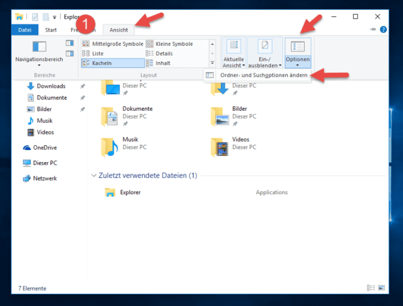 Windows 10 Datei-Explorer Ansicht