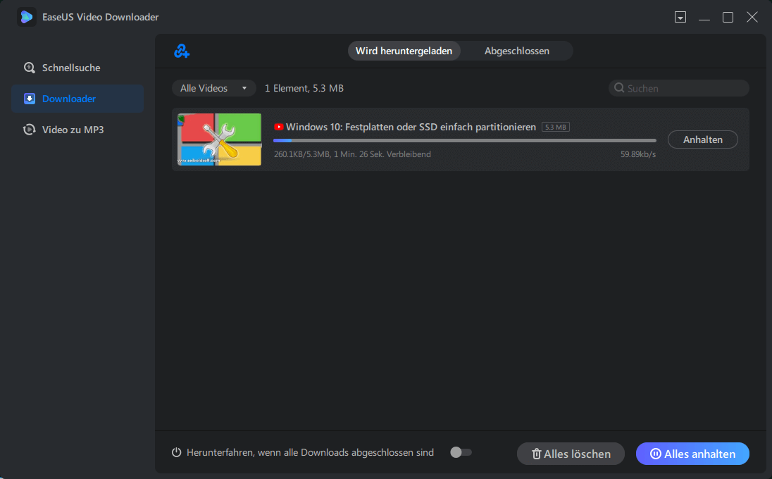Download starten und speichern